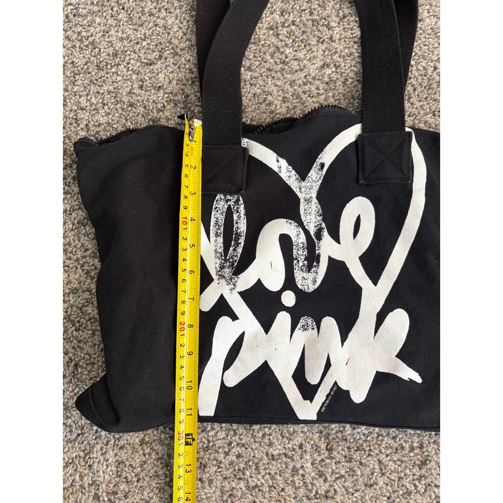 Vintage Victoria's Secret PINK Canvas Tote Bag, Love Pink, Graffiti Black